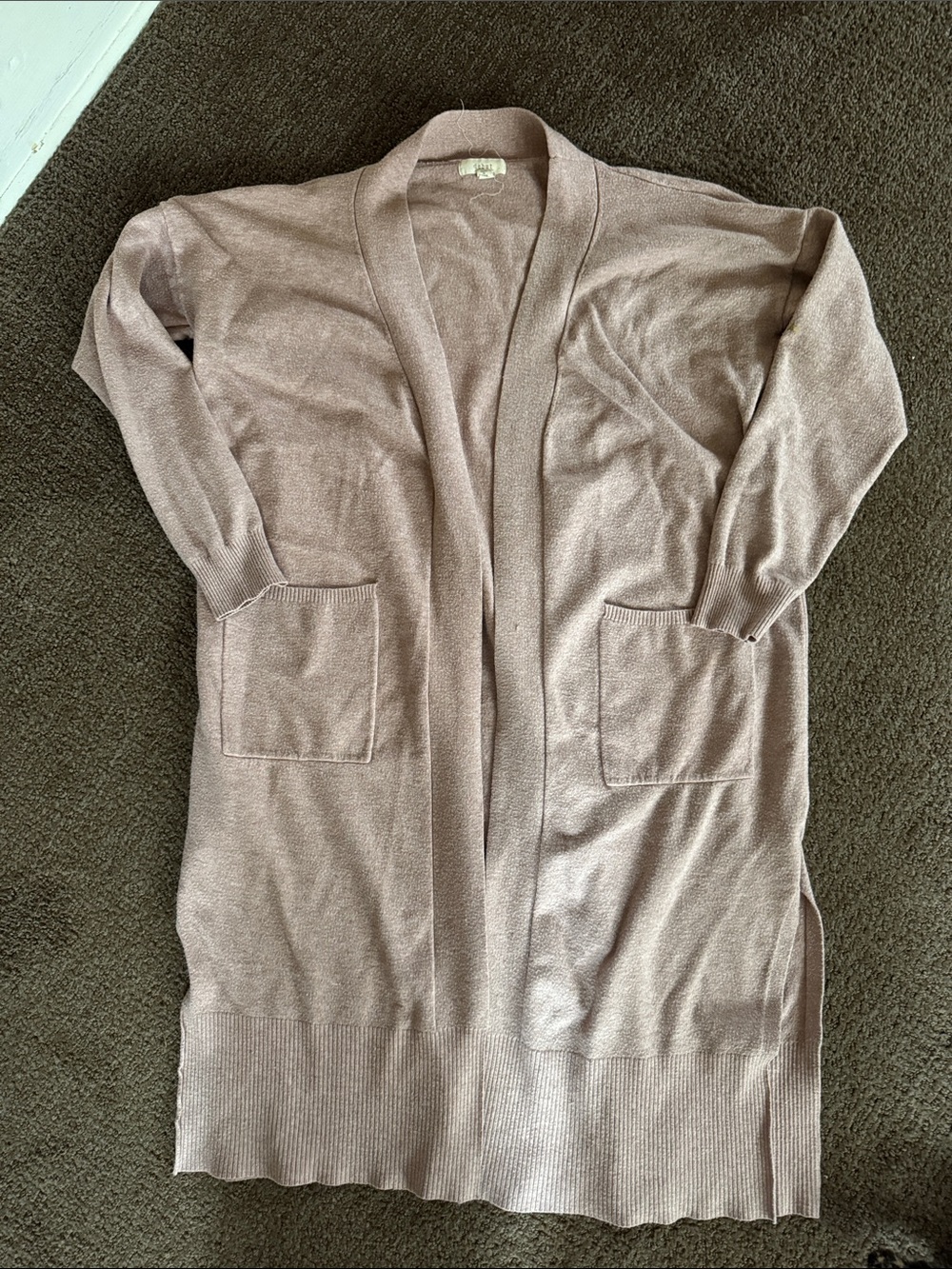 Long Open-Front Women's Cardigan Sweater - Dusty Rose